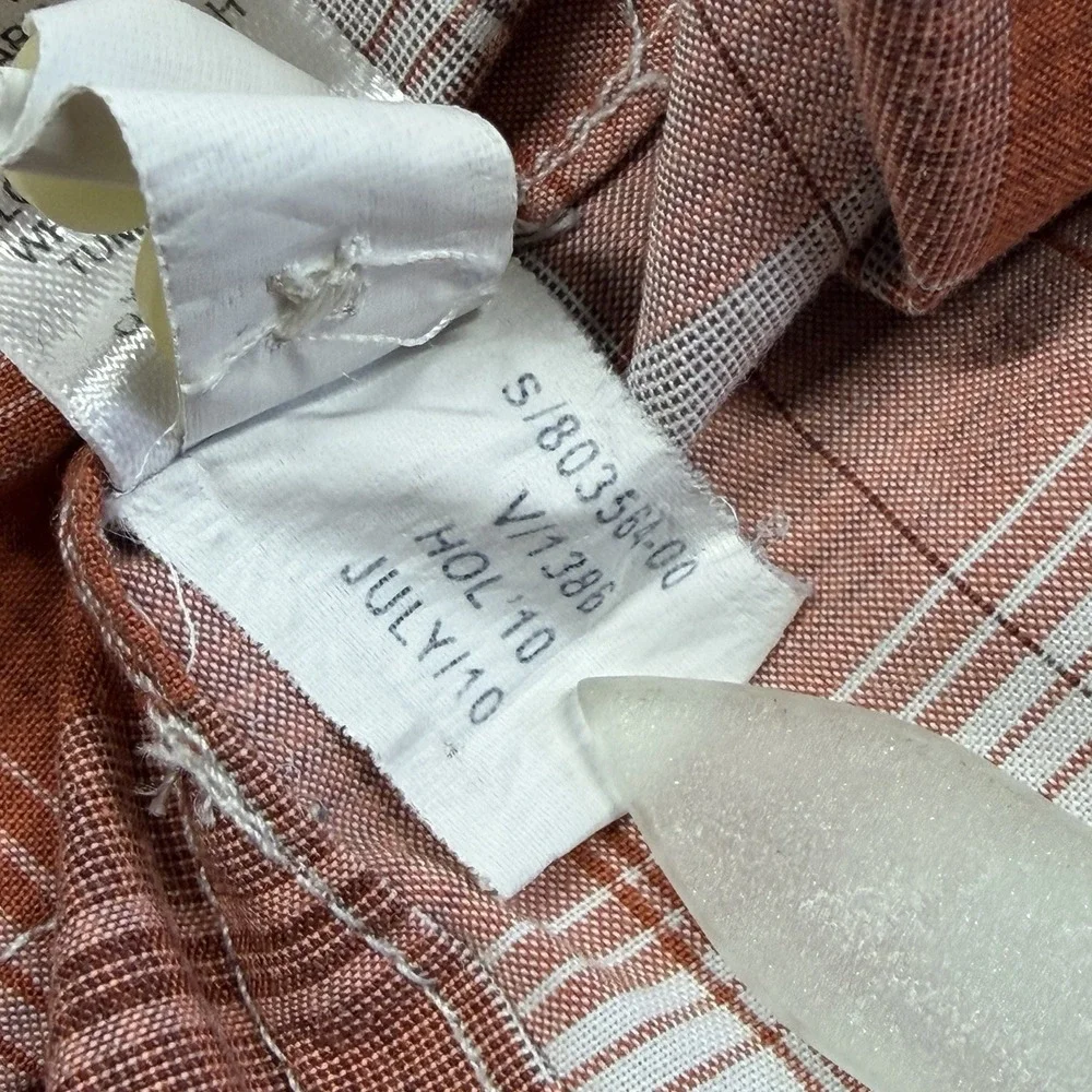 Banana Republic Burnt Orange/White Plaid Button Down Shirt L Slim Long Sleeve